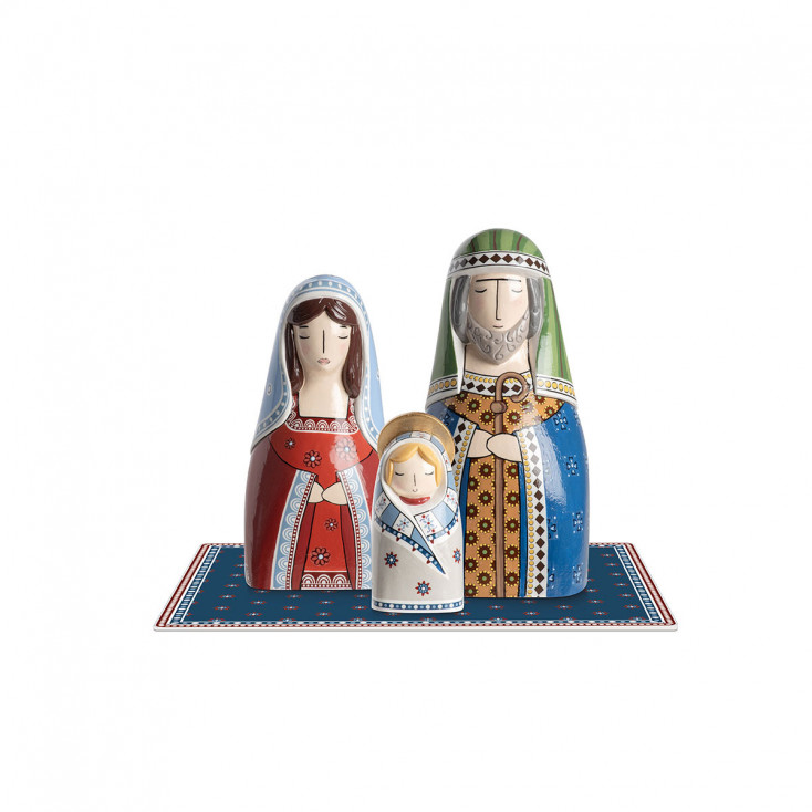 Presepe con la sacra famiglia con tappetino