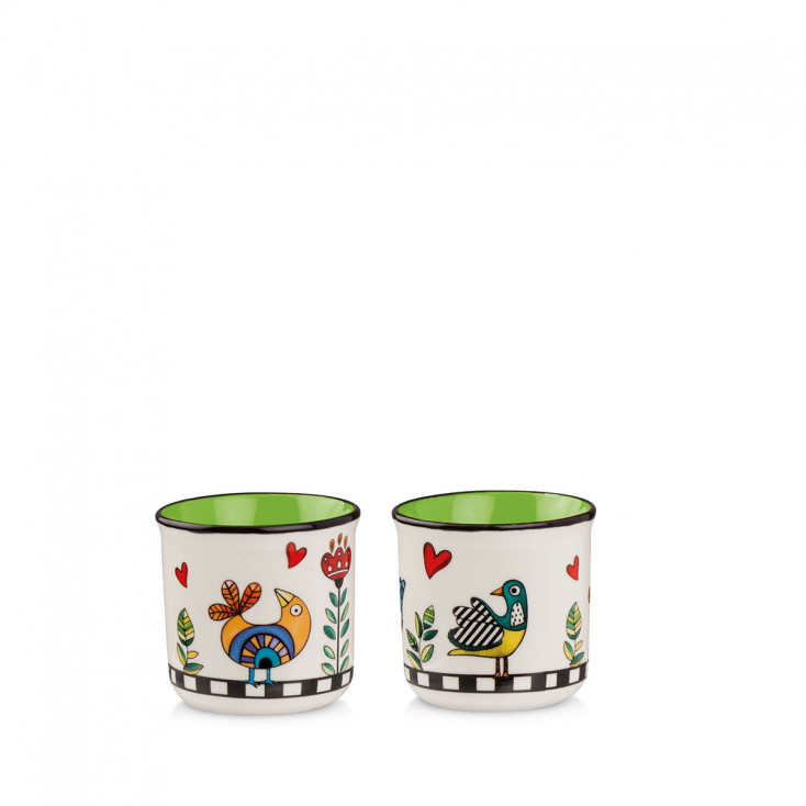 Set 2 bicchieri in porcellana decorata dal design moderno