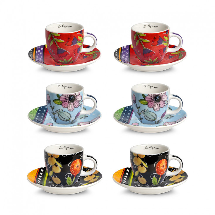 Set 6 tazze da caffè in porcellana dal design elegante