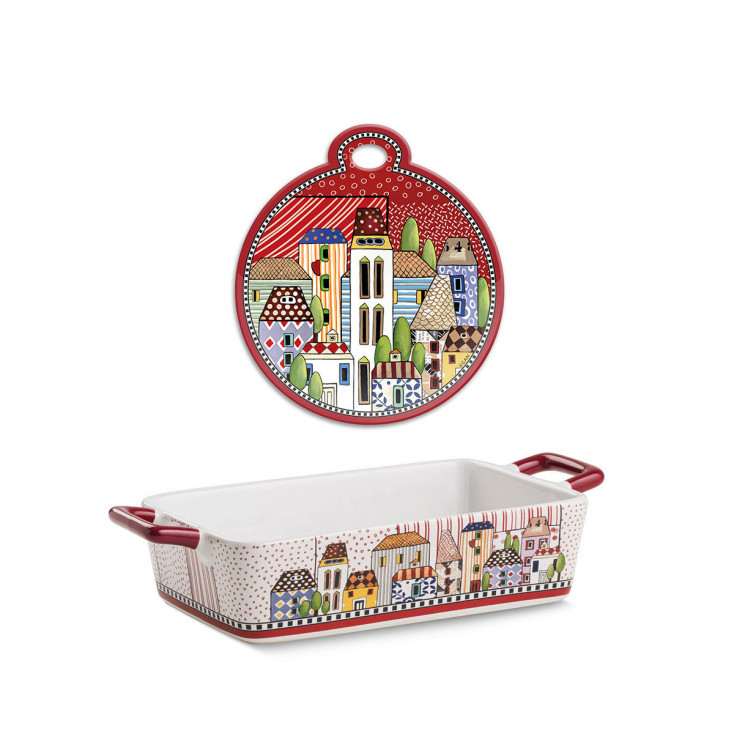 Set Sottopentola in ceramica smaltata con pirofila "Paese Mio"