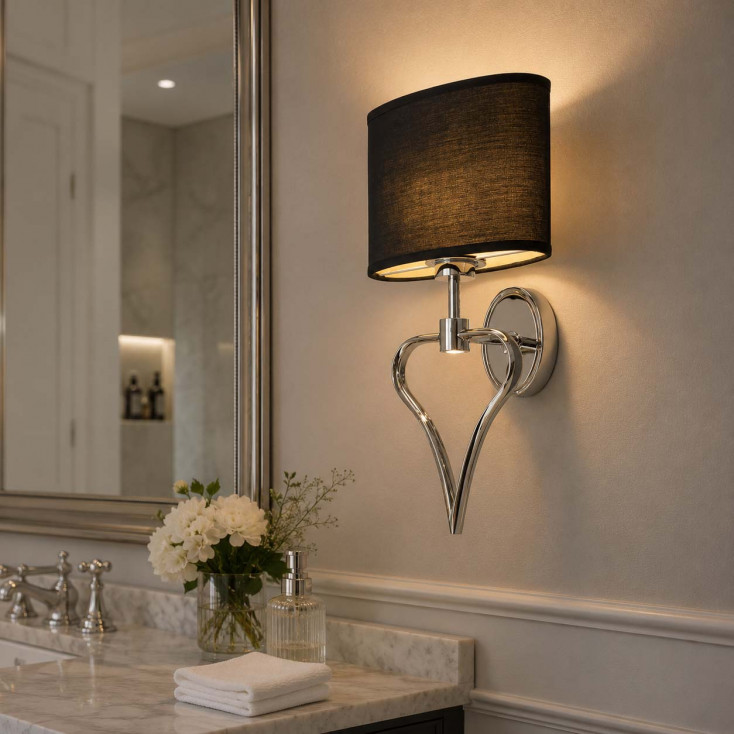 Applique a LED per bagno in acciaio con diffusore in tessuto dal design moderno