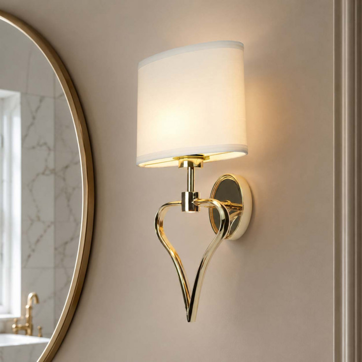 Applique a LED per bagno in acciaio con diffusore in tessuto dal design moderno