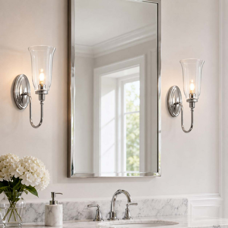 Applique a parete classica con struttura in alluminio diffusore in vetro a LED