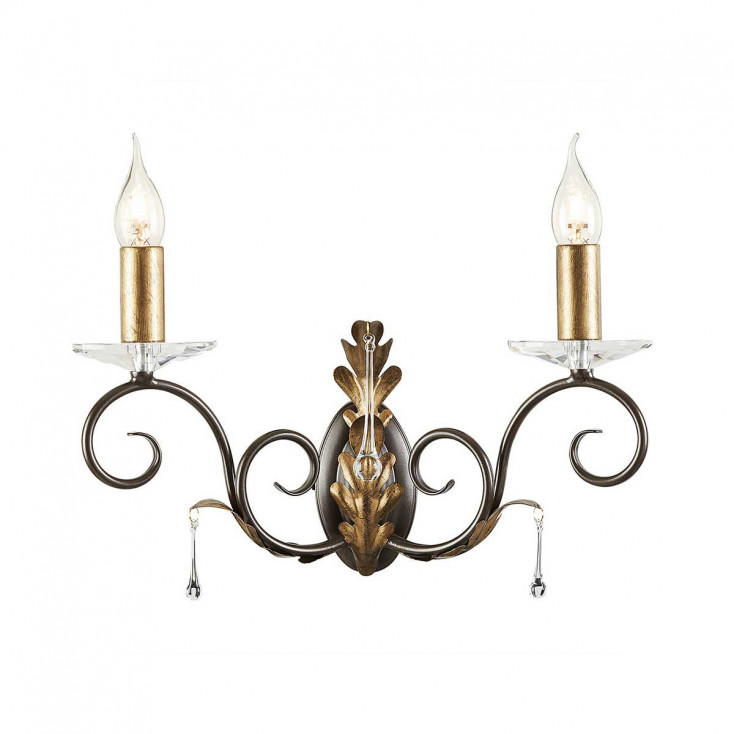 Applique classica con struttura in acciaio doppio diffusore e dettagli in vetro