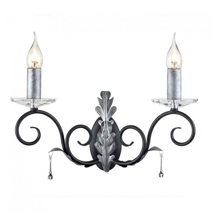 Applique classica con struttura in acciaio doppio diffusore e dettagli in vetro