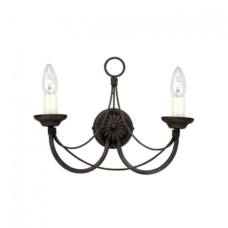 Applique da parete in acciaio con 2 lampadine dal design rustico