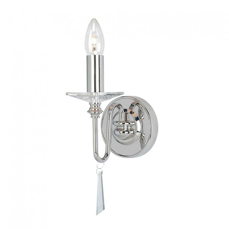 Applique da parete in acciaio con dettagli in vetro con 1 lampadina