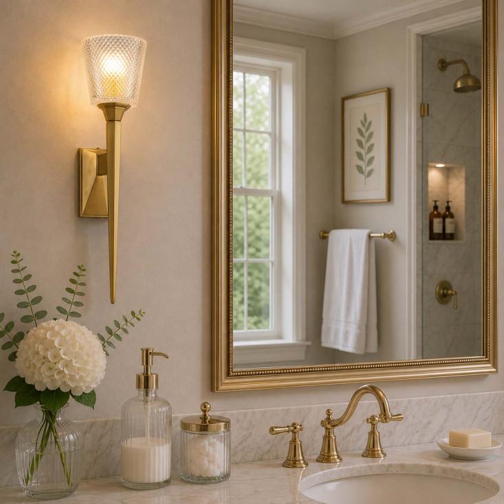 Applique per bagno struttura in acciaio e diffusore in vetro con led g9
