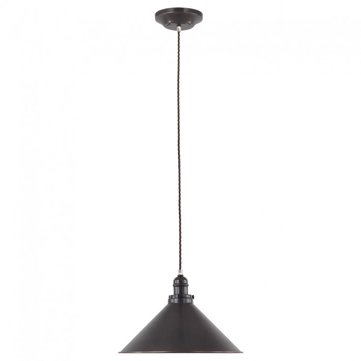 Lampada a sospensione con struttura paralume in acciaio dal design industrial