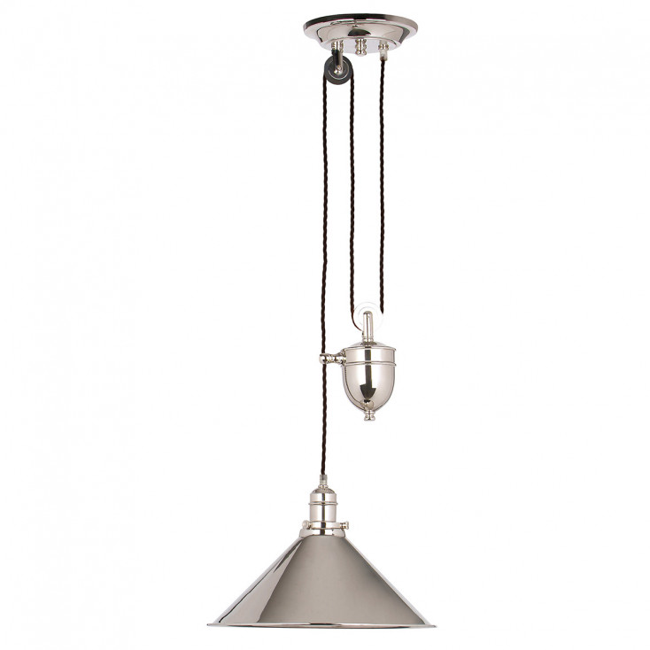 Lampada a sospensione in acciaio con contrappeso dal design industrial