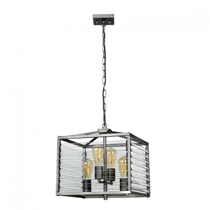 Lampadario in acciaio dal design moderno con 4 luci