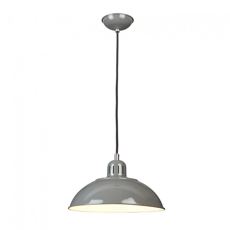 Lampada a sospensione industrial con struttura e diffusore in acciaio