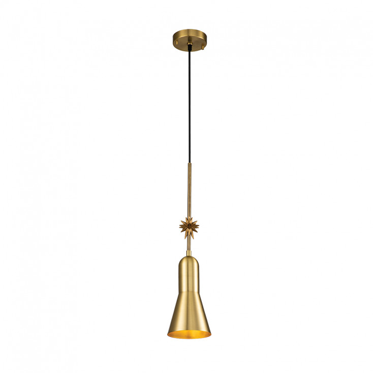 Lampada a sospensione media in acciaio con signolo diffusore dal design moderno