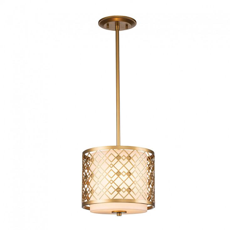 Lampada a sospensione media in acciaio e diffusore in vetro dal design moderno