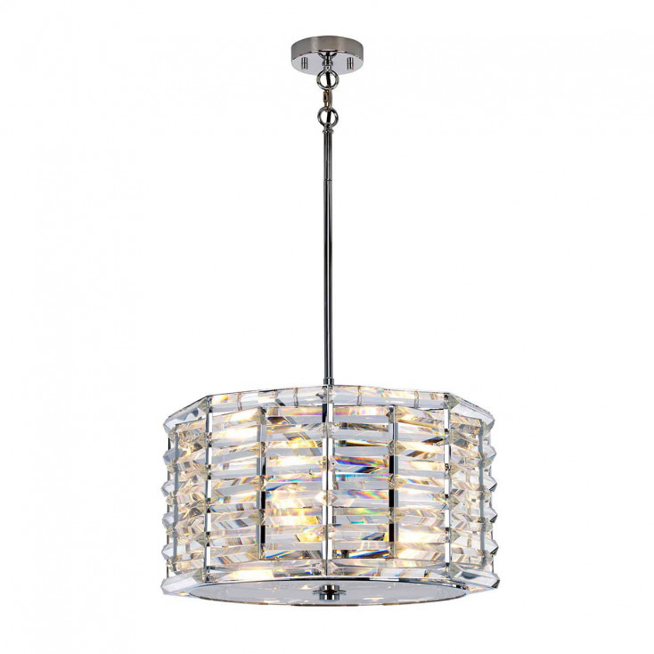 Lampada a sospensione moderna in acciaio e diffusore in vetro con 4 lampadine