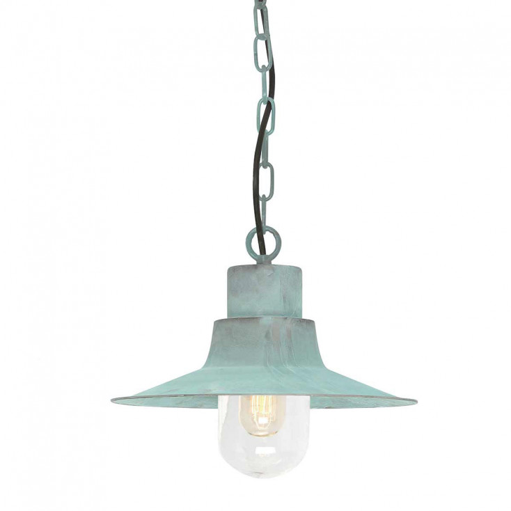 Lampada a sospensione per esterno struttura in ottone e diffusore in vetro