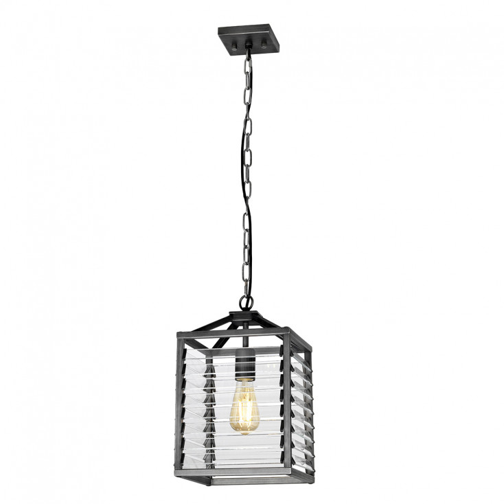 Lampada a sospensione singola dal design moderno in acciaio e vetro
