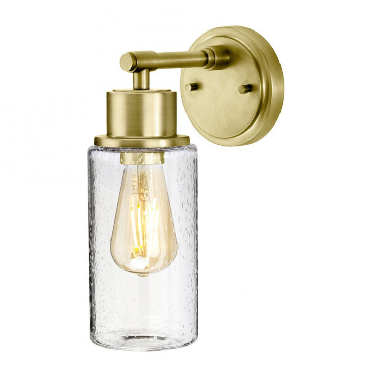 Lampada da parete per bagno struttura in acciaio e diffusore in vetro di design
