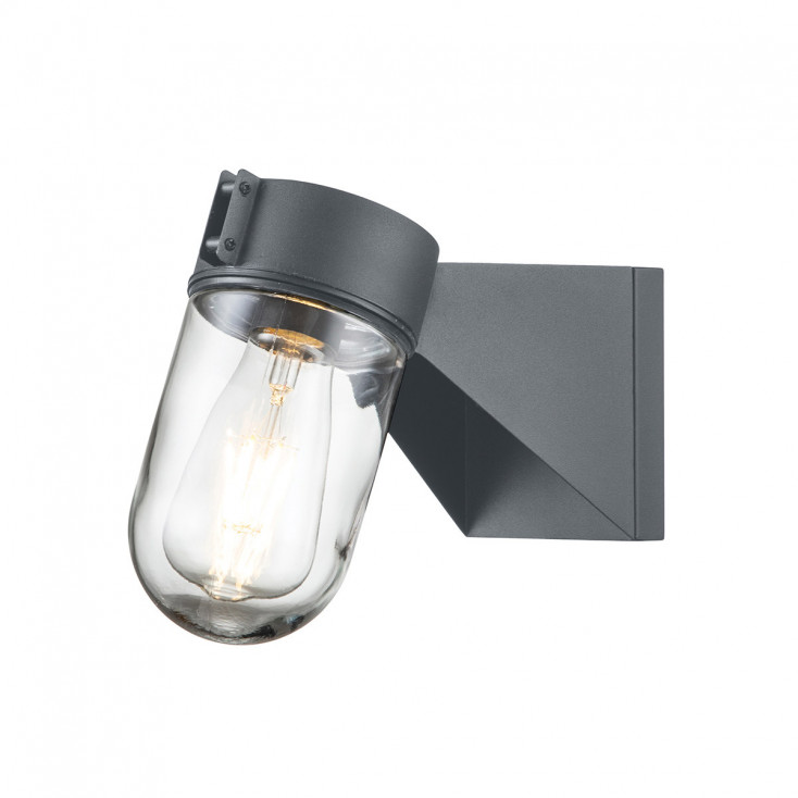 Lampada da parete per esterno struttura in accciaio con diffusore in vetro