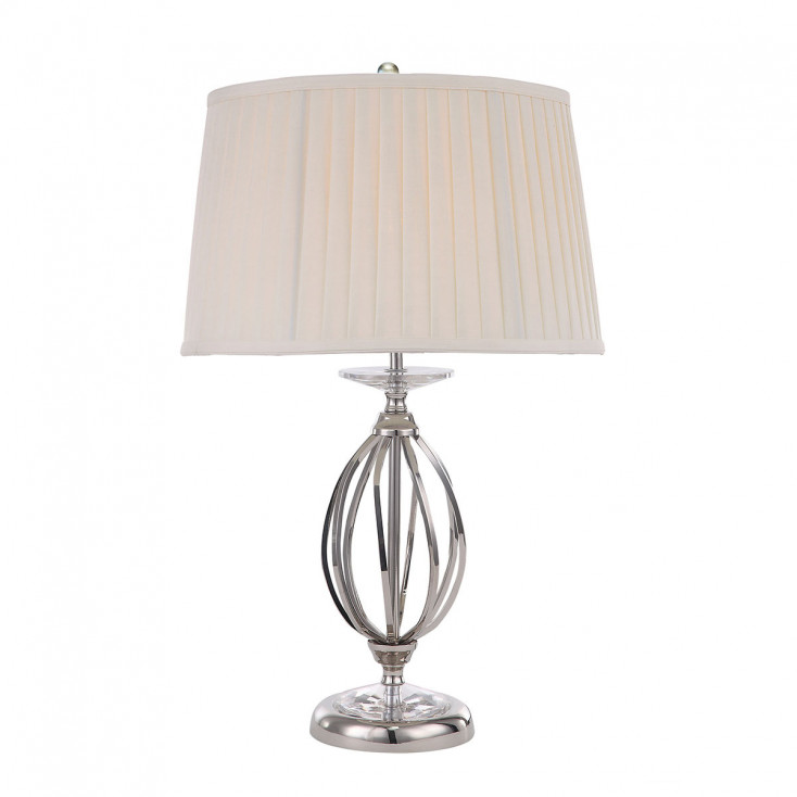 Lampada da tavolo classica con struttura in acciaio e paralume in tessuto
