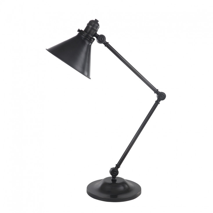 Lampada da tavolo dal design industrial struttura e paralume in acciaio