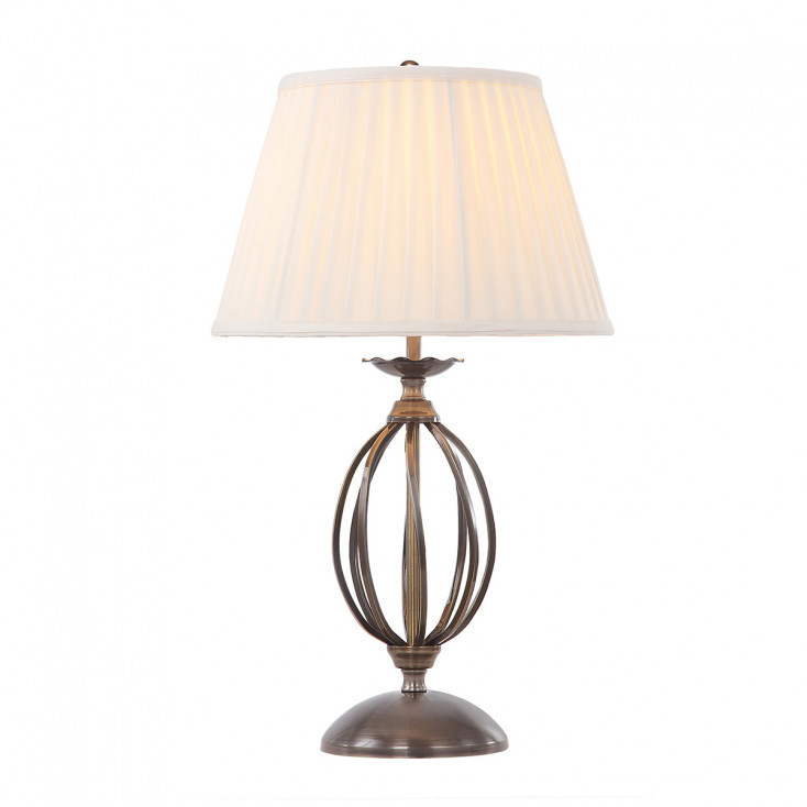 Lampada da tavolo in acciaio da arredo classico e paralume diffusore in tessuto