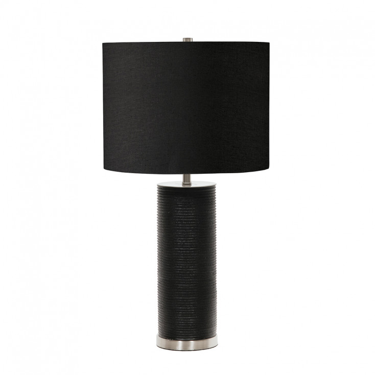 Lampada da tavolo in porcellana dalle linee moderne paralume in tessuto
