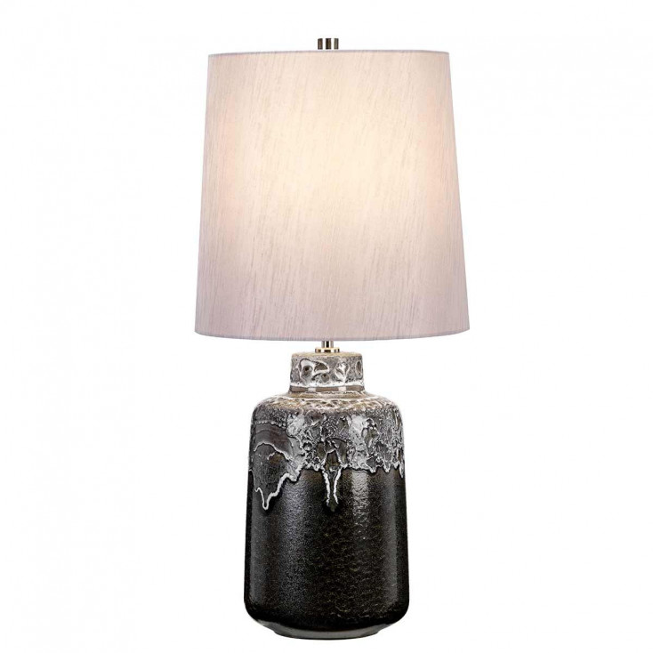 Lampada da tavolo moderna con base in ceramica e paralume in tessuto