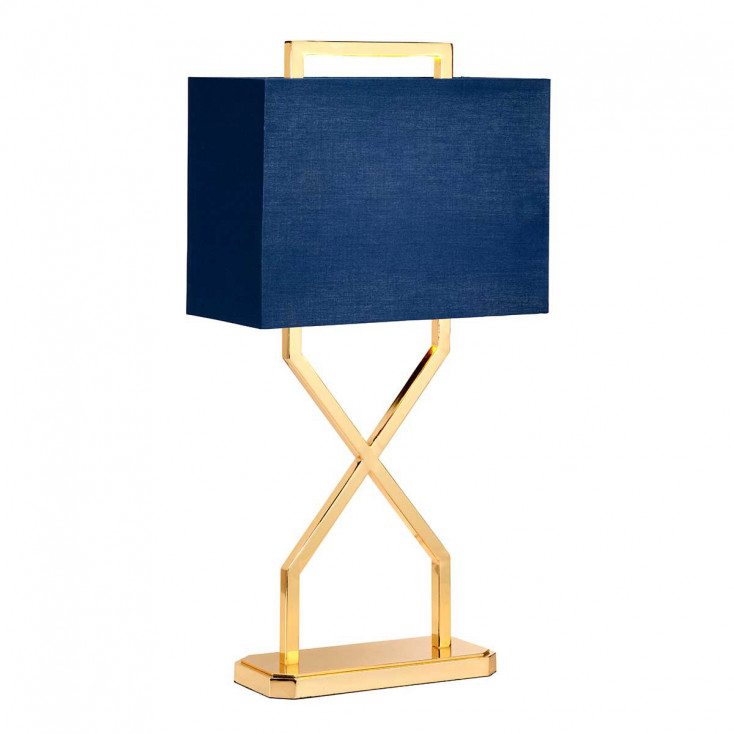 Lampada da tavolo moderna con struttura in acciaio e diffuosre in tessuto