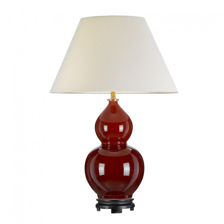 Lampada da tavolo moderna con struttura in ceramica e diffusore in tessuto