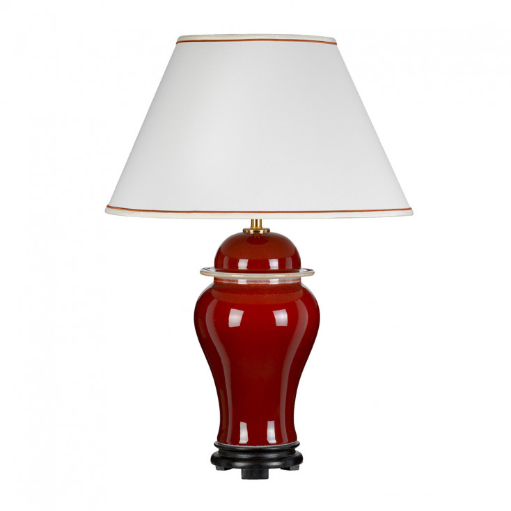Lampada da tavolo moderna in ceramica con paralume in tessuto