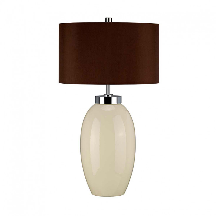 Lampada da tavolo moderna in ceramica con paralume in tessuto