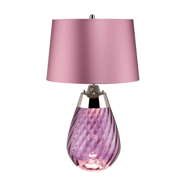 Lampada da tavolo piccola moderna base in vetro e paralume in tessuto