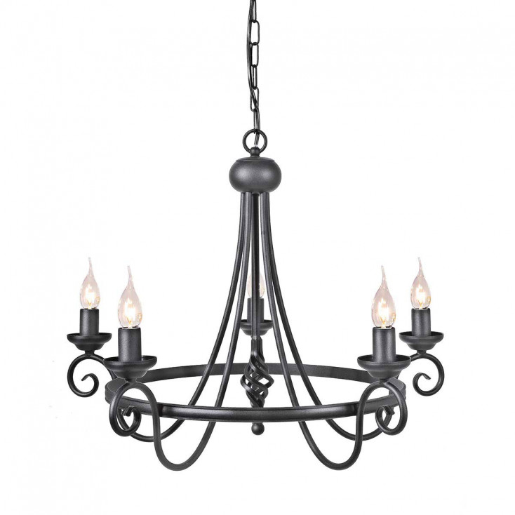 Lampadario classica grande con struttura in acciaio e 5 diffusori