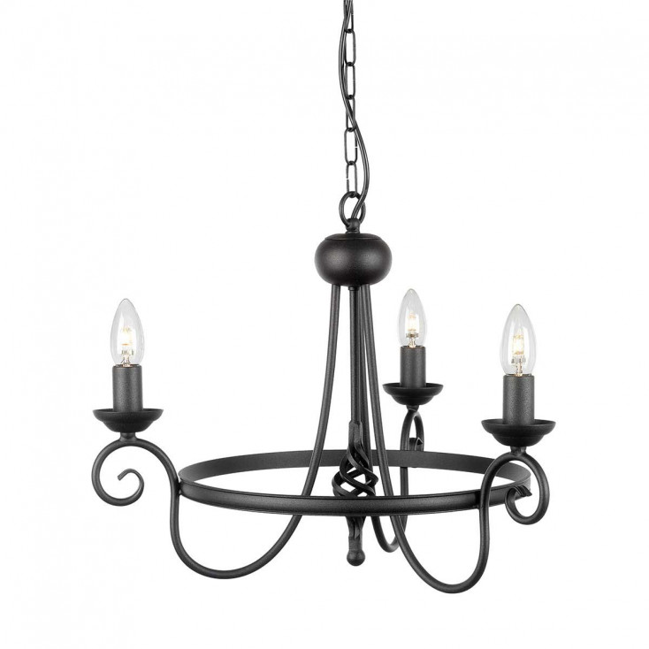 Lampadario classica medio con struttura in acciaio e 3 diffusori