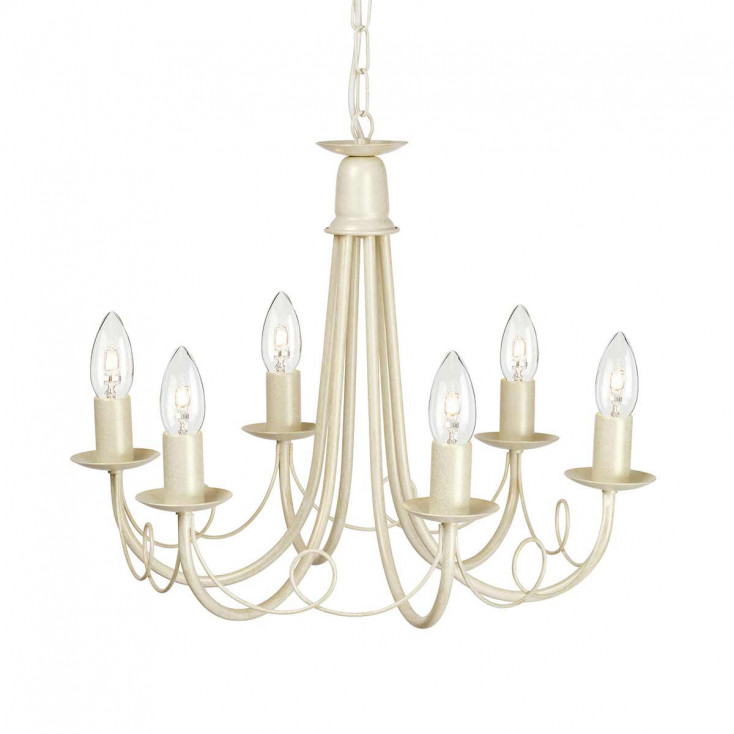 Lampadario classico grande con struttura in acciaio e 6 diffusori