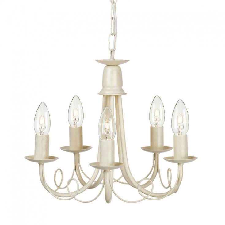 Lampadario classico medio con struttura in acciaio e 5 diffusori