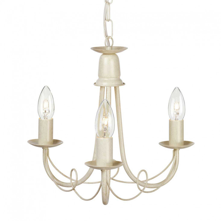 Lampadario classico piccolo con struttura in acciaio e 3 diffusori