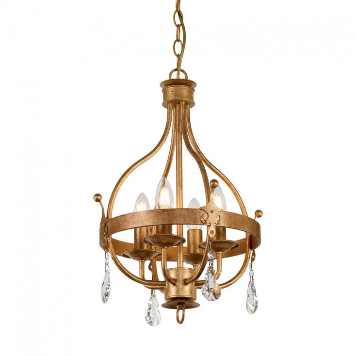 Lampadario dal design rustico con struttura in acciaio e 4 lampadine