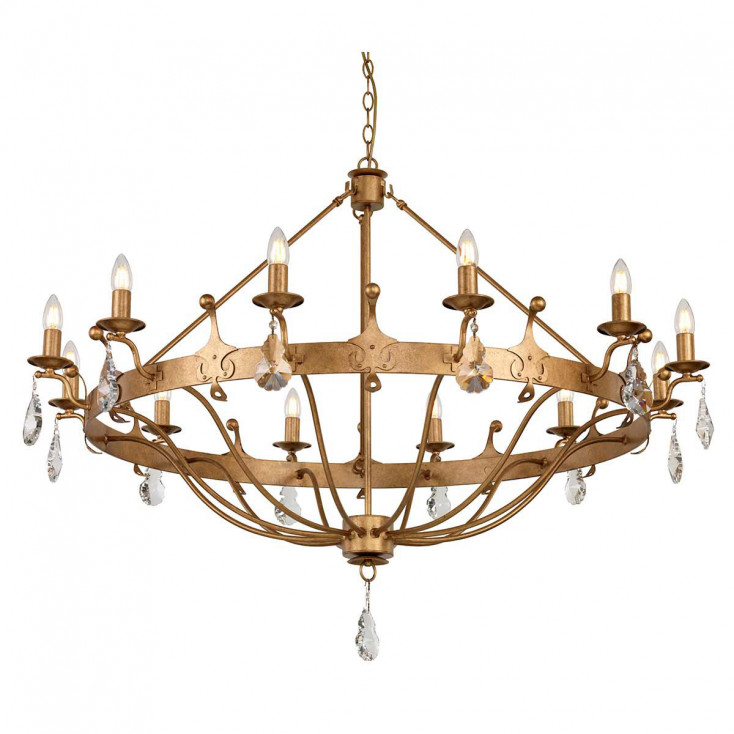 Lampadario gigante dal design rustico con struttura in acciaio e 12 lampadine