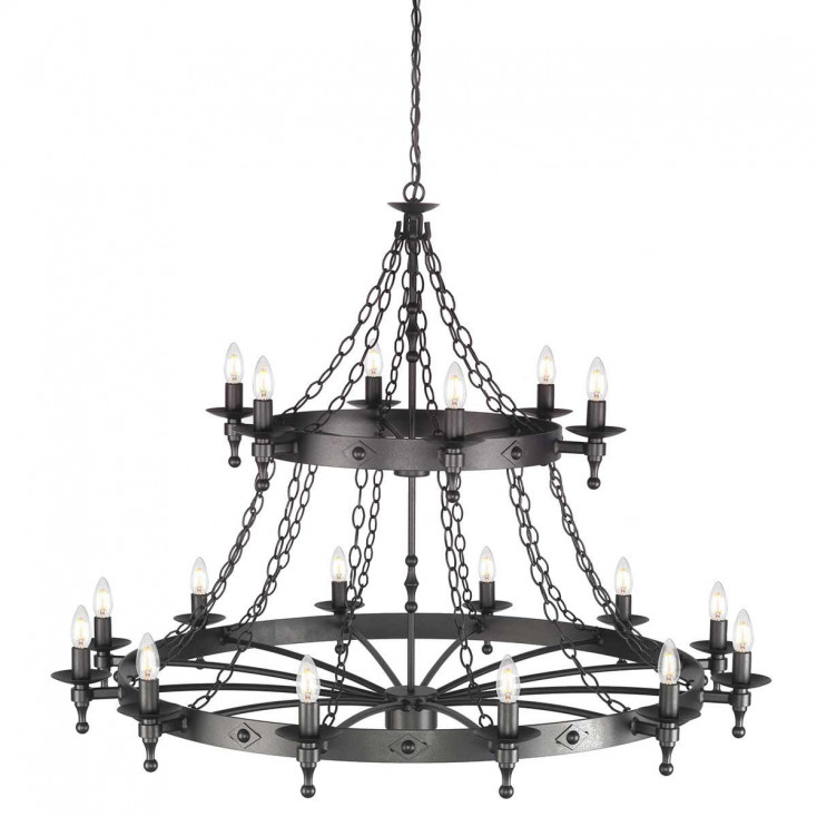 Lampadario gigante in acciaio dal design rustico con 18 lampadine