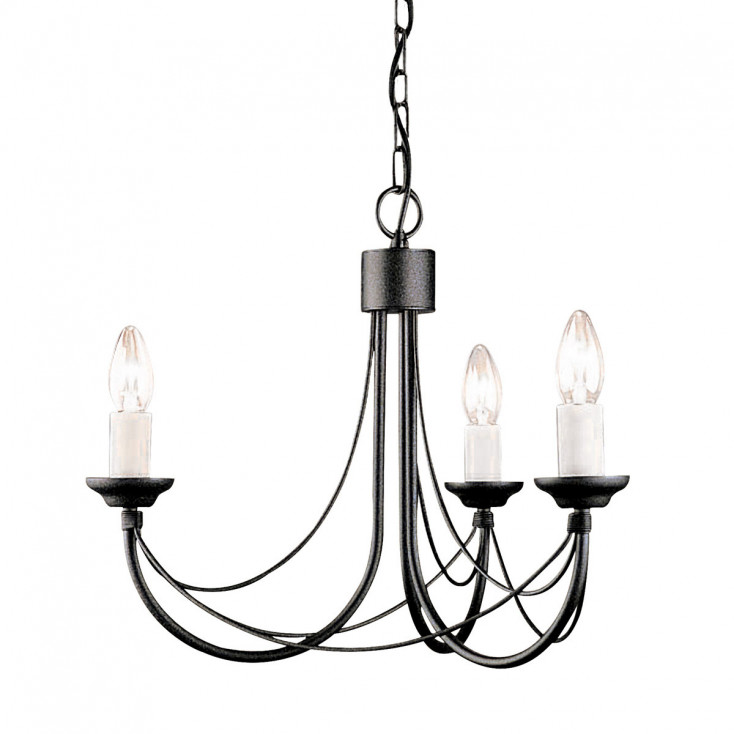 Lampadario in acciaio con 3 lampadine dal design rustico