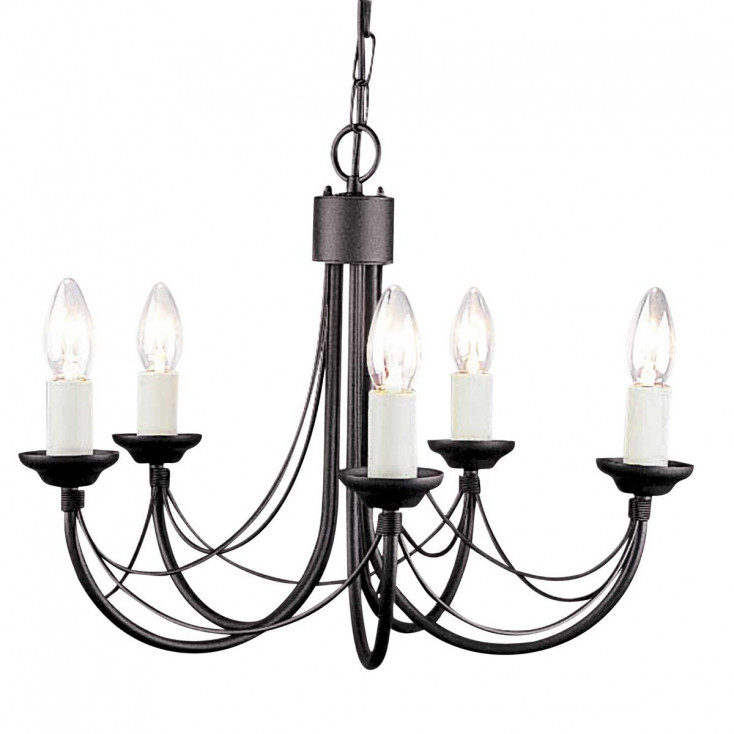 Lampadario in acciaio con 5 lampadine dal design rustico