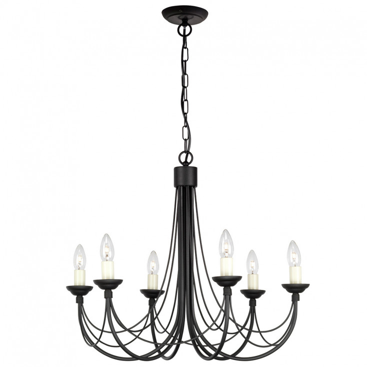 Lampadario in acciaio con 6 lampadine dal design rustico