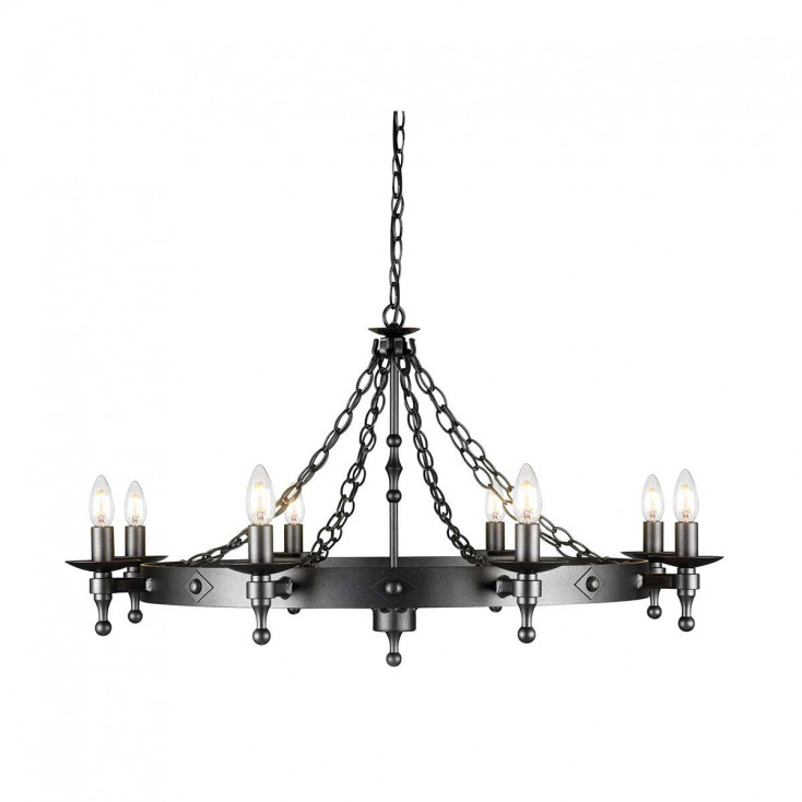 Lampadario in acciaio dal design rustico con 8 diffusori