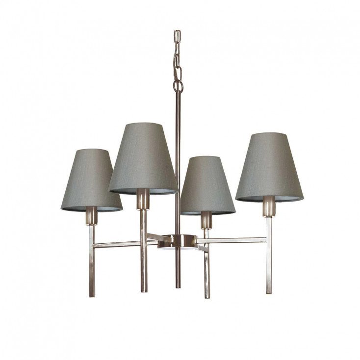 Lampadario moderno con struttura in acciaio media con 4 diffusori in tessuto