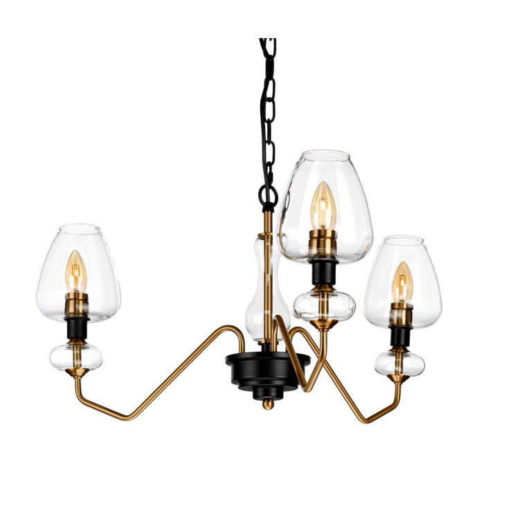 Lampadario moderno piccolo struttura in acciaio e 3 diffusori in vetro