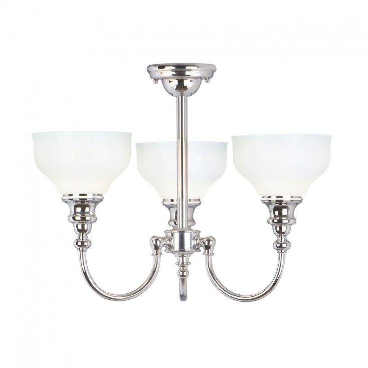 Lampadario per bagno con tre diffusori in vetro a LED G9 dal design moderno