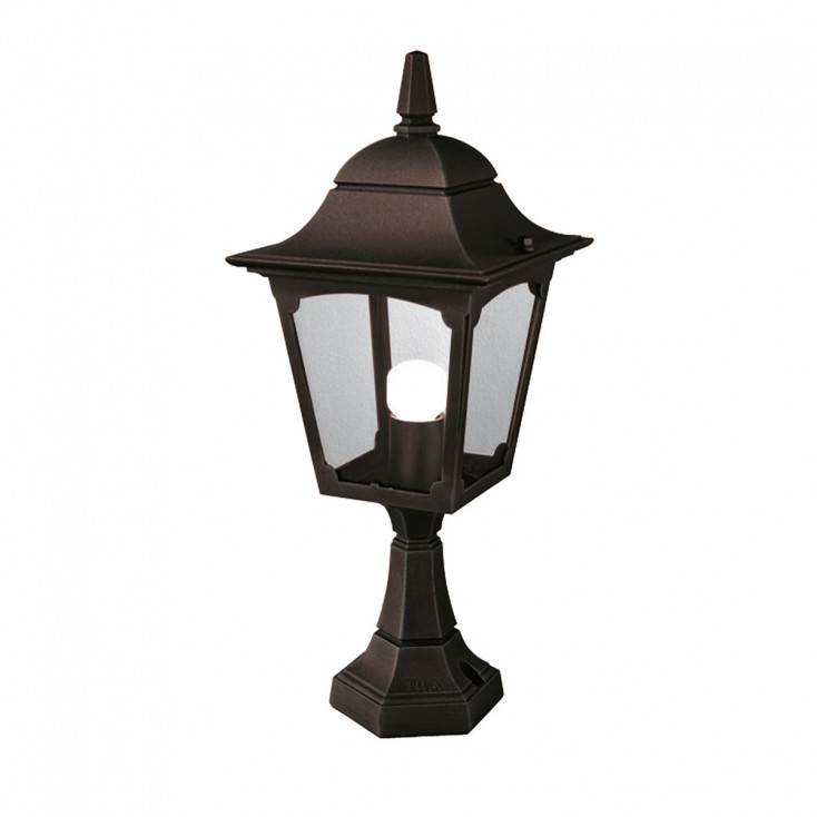 Lampioncino da giardino in alluminio con diffusore in vetro dal design rustico