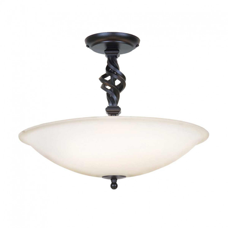 Lmapada da soffitto classica con struttura in acciaio e diffusore in vetro